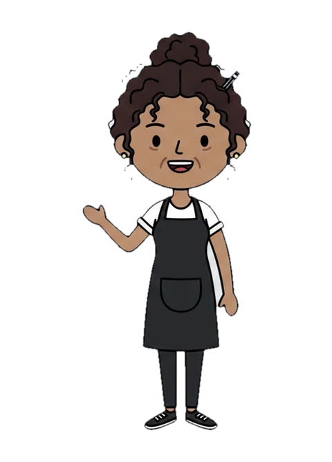 Carla Mendes, as drawn in the series.
