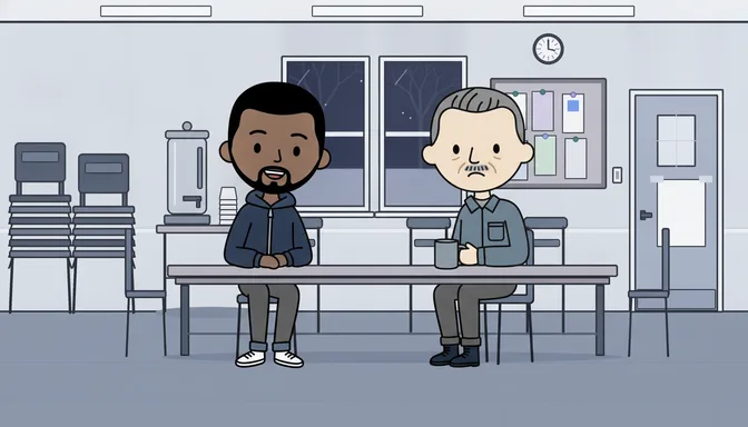 Hal and Dez at the library table.